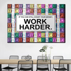 affiche work harder, billets colorés