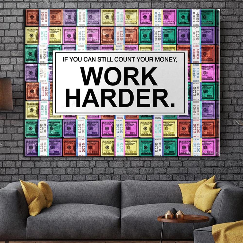 affiche work harder, billets colorés