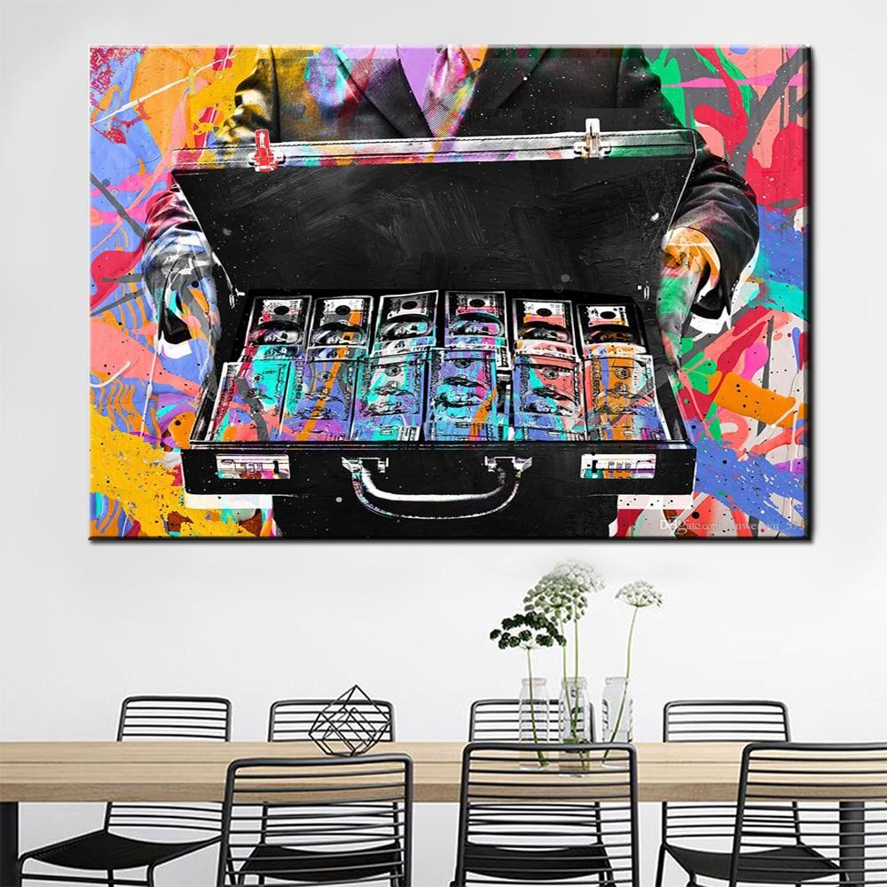 affiche malette avec billets street art